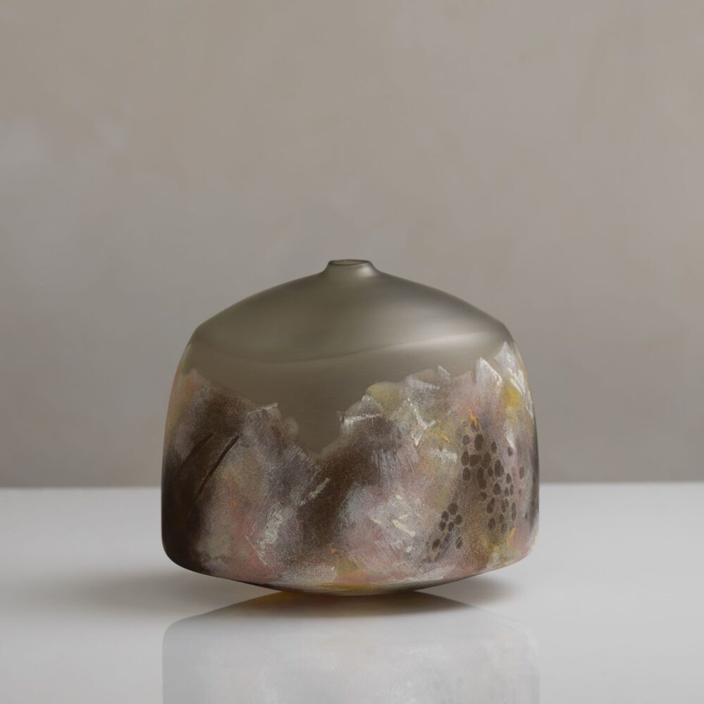 Traces of stillness #23 - h25 x 28 x 28cm, blown, cold worked, enamelled and rusted glass, 2025 - A Blair