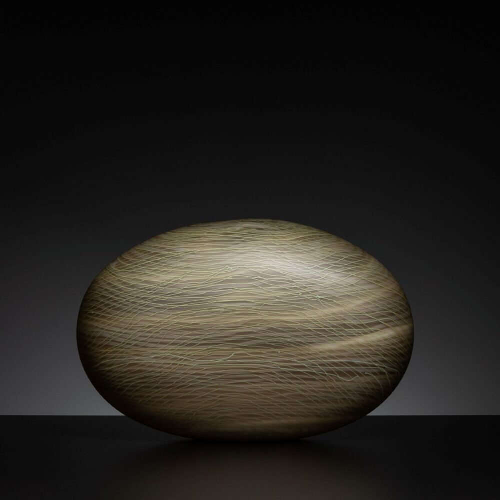 Uprising #2 - h26 x 40 x 14cm, Blown glass, cane drawing, sandblasted, pumice polished, 2026 - C Belfrage